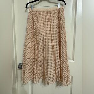 Tibi Beige Checkered A-Line Skirt